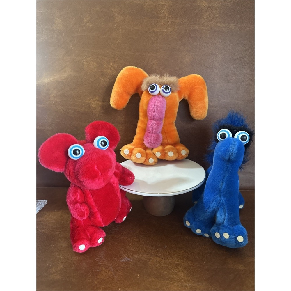 Vintage LOT-3 Alpha Critters Plush Stuffed Animal 1986